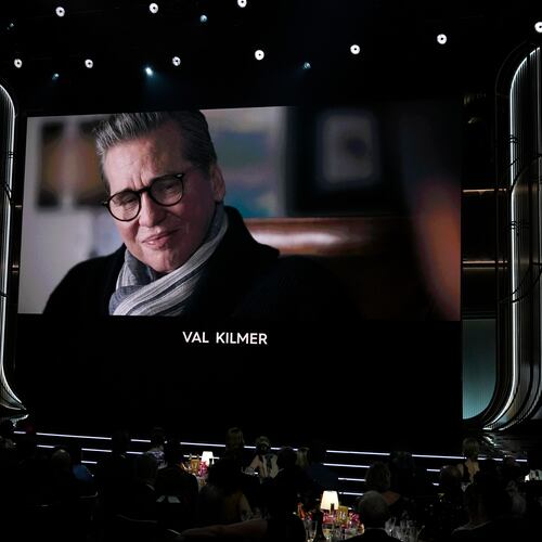 an image of Val Kilmer is seen during the in memoriam during the 32nd Annual Actor Awards on Sunday, March 1, 2026, at the Shrine Auditorium and Expo Hall in Los Angeles. (AP Photo/Chris Pizzello)