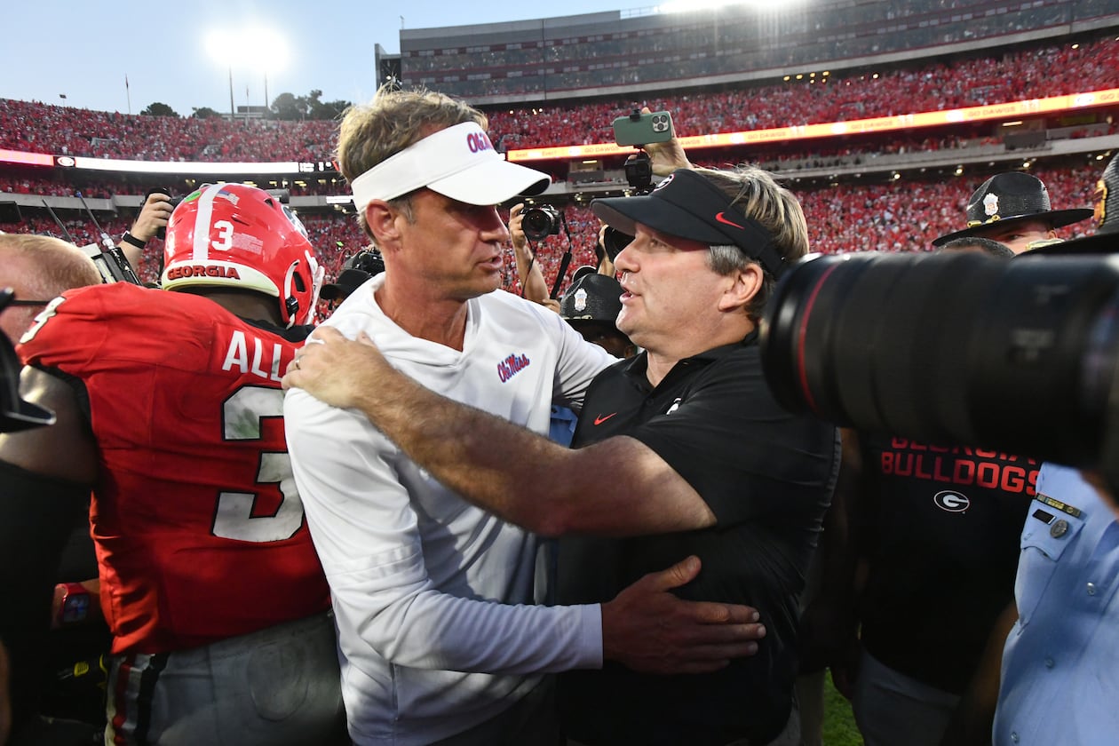 It looked like Ole Miss coach Lane Kiffin was on the cusp of two consecutive wins over Georgia with a nine-point second-half lead, but afterward he bemoaned the "slow death" of the fourth quarter that awaited his red-hot offense. (Hyosub Shin/AJC)