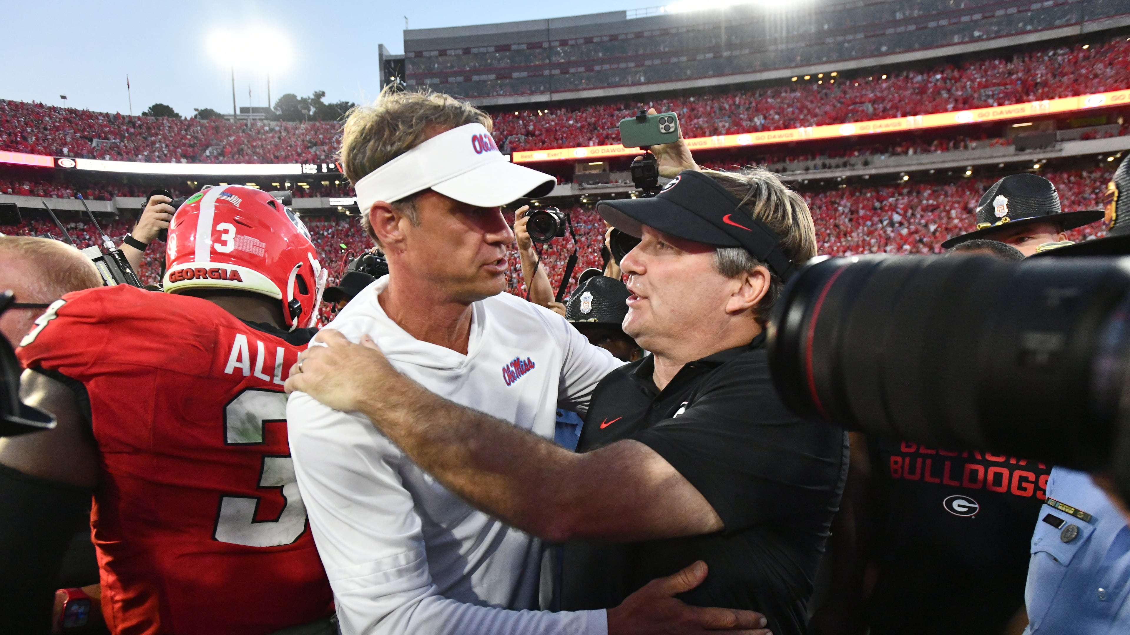 It looked like Ole Miss head coach Lane Kiffin was on the cusp of two straight wins over Georgia with an 11-point second-half lead, but afterwards he bemoaned the 'slow death' of the fourth quarter that awaited his red-hot offense. (Hyosub Shin/AJC)