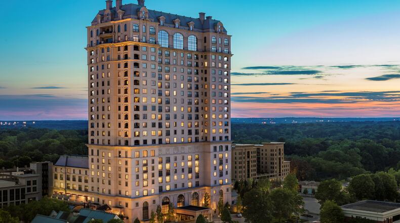Hotel tower at sunset