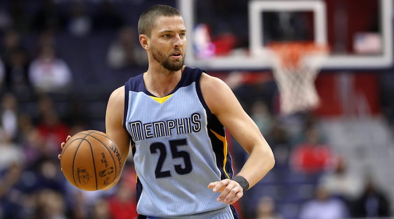 Chandler Parsons of the Memphis Grizzlies dribbles the ball against the Washington Wizards at Verizon Center on January 18, 2017 in Washington, DC.