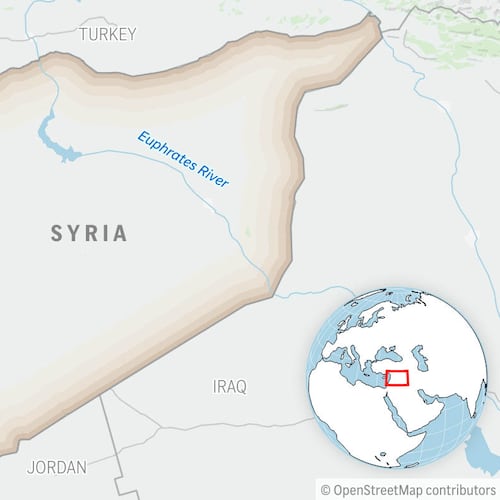 This is a locator map for Syria with its capital, Damascus. (AP Photo)