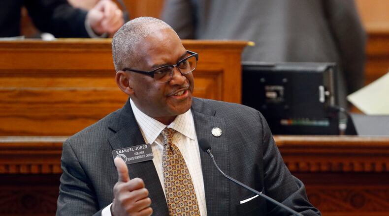 March 7, 2019 - Atlanta -  "It's hard to get anybody to come to the table who already owns the table. Atlanta owns this airport. Some of us may not like it, but they do," said state Sen. Emanuel Jones, D-Decatur, who later added: "When we talk about ethics, I don't think our hands are clean in here either."   The Georgia Senate voted Thursday to approve a measure that would give the state control of Hartsfield-Jackson airport. The legislature was in session for "crossover" day, the 28th day of the 2019 General Assembly.   Bob Andres / bandres@ajc.com