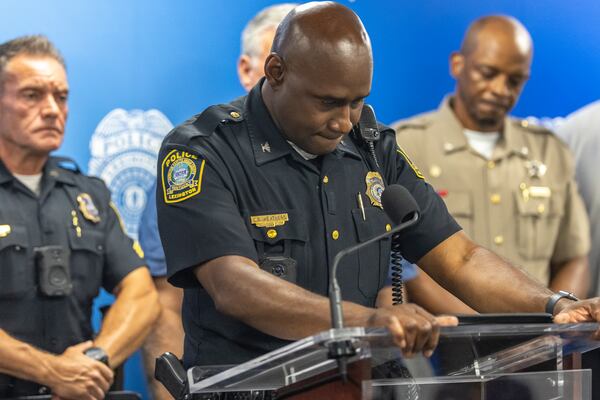 Lexington Police Chief Lawrence Weathers speaks during a media conference at Lexington Police headquarters in downtown Lexington, Ky., Sunday, July 13, 2025. (Ryan C. Hermens/Lexington Herald-Leader via AP)