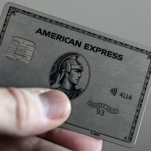 FILE - An American Express card is shown, Thursday, Jan. 18, 2024, in Atlanta. (AP Photo/Mike Stewart, File)