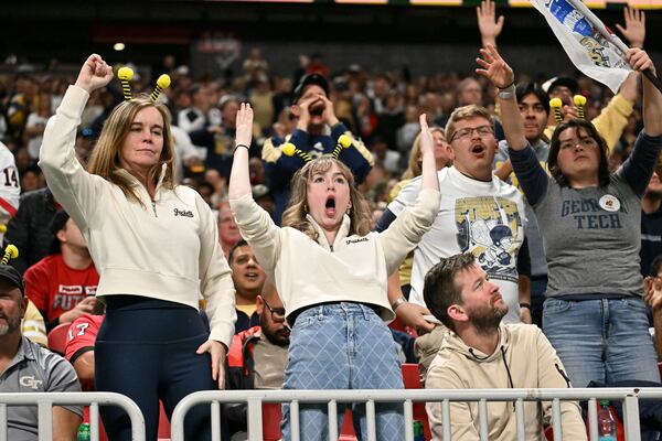 Georgia Tech fans cheer (we think) during the Jackets’ Black Friday loss to Georgia. 