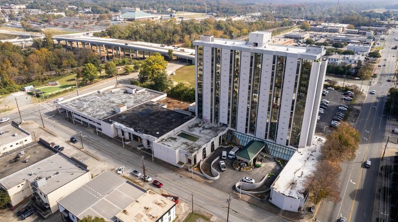 The old Macon Hilton hotel, which opened along the Ocmulgee River in downtown Macon in 1970, has sat vacant for more than a decade. It will be demolished in an implosion set for New Year's Day. (Courtesy of Jason Vorhees / The Macon Melody)