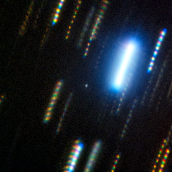 This composite image of asteroid 2024 YR4 was captured with the Gemini South telescope in Chile. (International Gemini Observatory/NOIRLab/NSF/AURA/M. Zamani via AP)