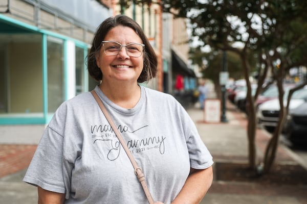 Rhonda Smith, 54 in downtown Rome, Ga., on Thursday, October 9, 2025. She is one of the 14th Congressional District voters who talked about her support for  Rep. Marjorie Taylor Greene even as Greene has broken with her party on key issues, like Israel, Epstein and the ACA. (Abbey Cutrer/AJC)