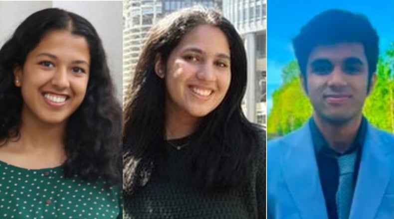 From left, Sriya Avasarala, Anvi Sharma and Aryan Joshi were all killed in the crash in Alpharetta.
