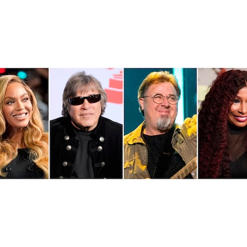 This combination of images show, from left, Beyoncé, Jose Feliciano, Vince Gill, Chaka Khan and Taylor Swift. (AP Photo)