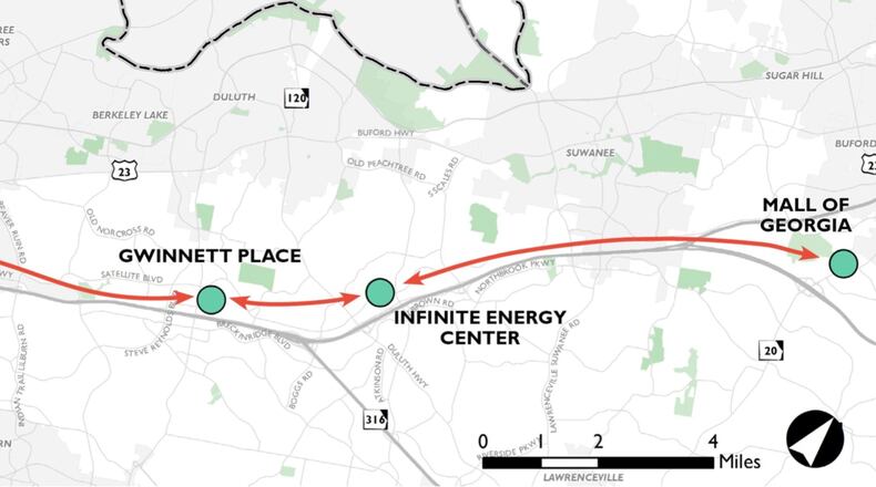 The Gwinnett Transit Review Committee is reviewing options for light and heavy rail through the county. (Courtesy Gwinnett County)