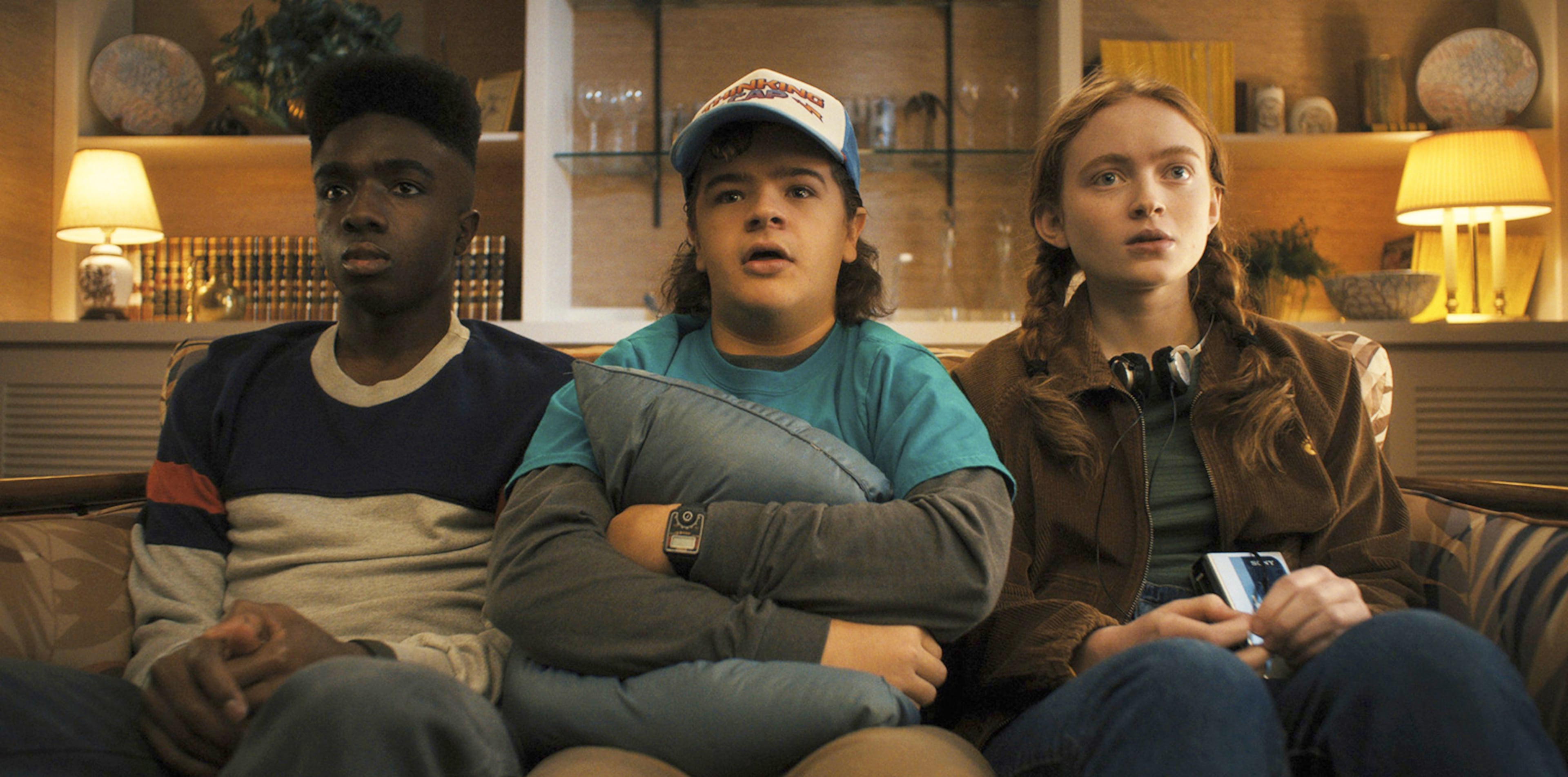 Caleb McLaughlin (from left), Gaten Matarazzo and Sadie Sink in Season 4 of "Stranger Things." (Netflix/TNS)
