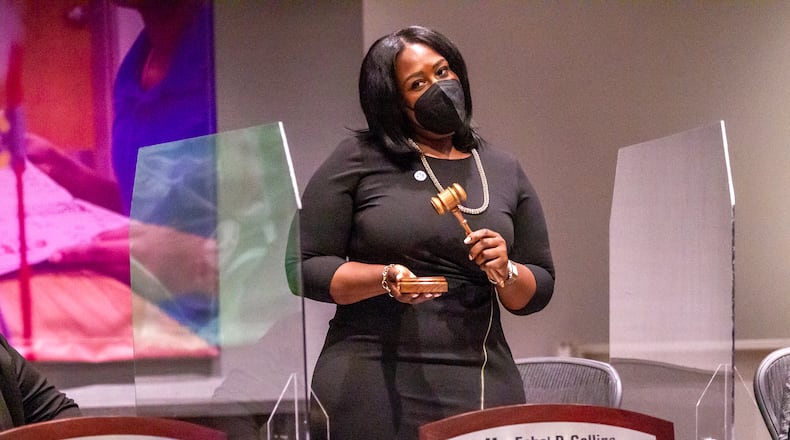 Atlanta Board of Education Chair Eshé Collins appointed board members to lead various committees on Monday, Jan. 10, 2021. (Steve Schaefer for The Atlanta Journal-Constitution)