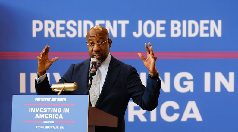 U.S. Raphael Warnock, D-Ga., remains supportive of President Joe Biden.