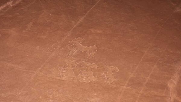Emory University students photographed these petroglyphs during their hiking trip in Utah. Researchers note that the style resembles petroglyphs attributed to Fremont or Ute peoples. (Courtesy of Sarah Higinbotham/Emory University)