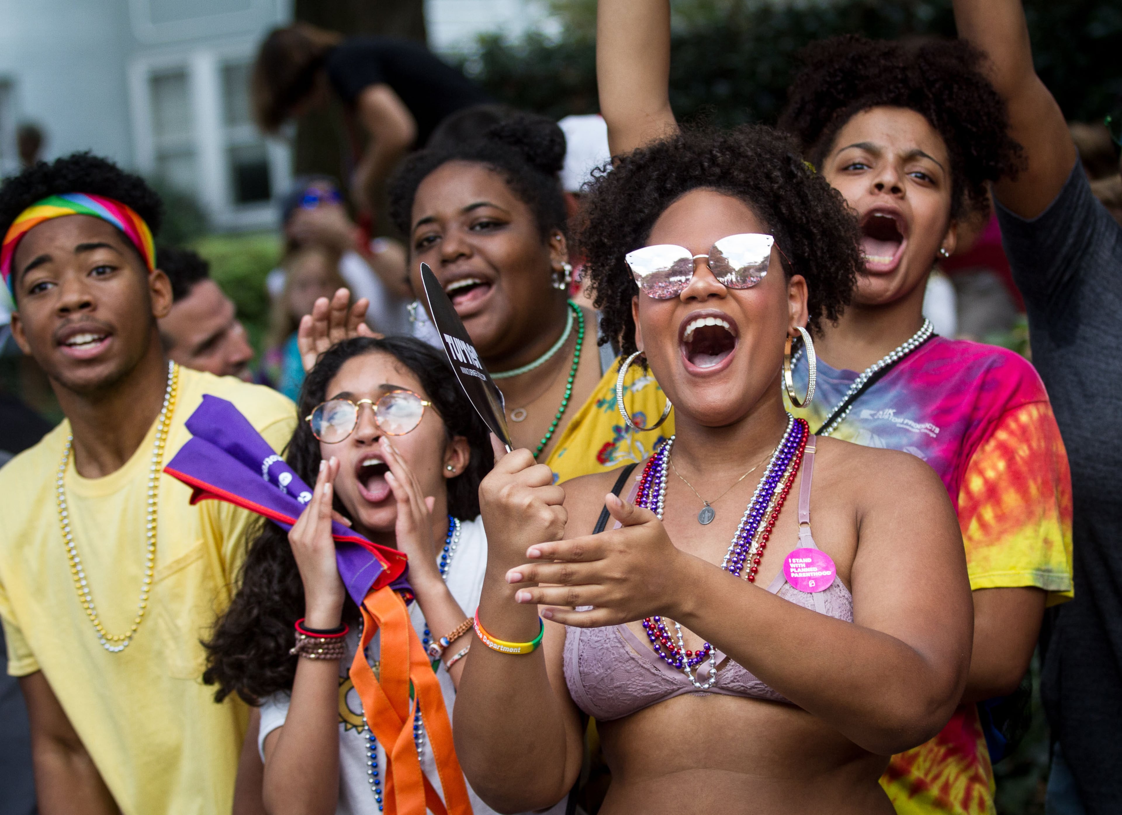 The crowd cheers as the Atlanta Pride Parade heads down 10th street toward Piedmont Park Sunday, October 15, 2017. STEVE SCHAEFER / SPECIAL TO THE AJC