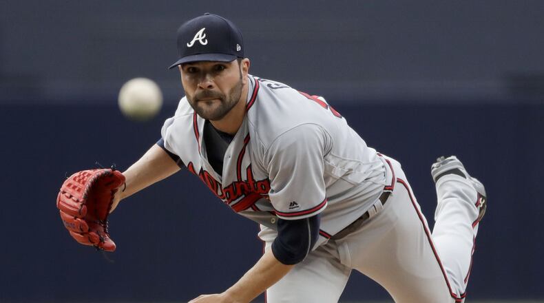 Jaime Garcia was still a Brave on Friday, a day after it appeared he would be traded to the Twins. He was set to start Friday night against the Dodgers. (AP Photo/Gregory Bull)