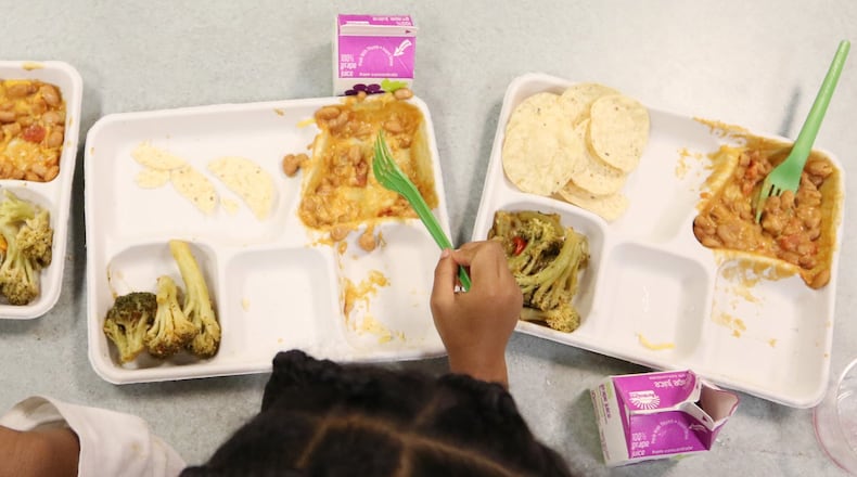 Lunch meals served at Burgess-Peterson Academy in Atlanta on Friday, April 19, 2019. Atlanta Public Schools will switch its food-service provider next school year. AJC file photo by EMILY HANEY / emily.haney@ajc.com