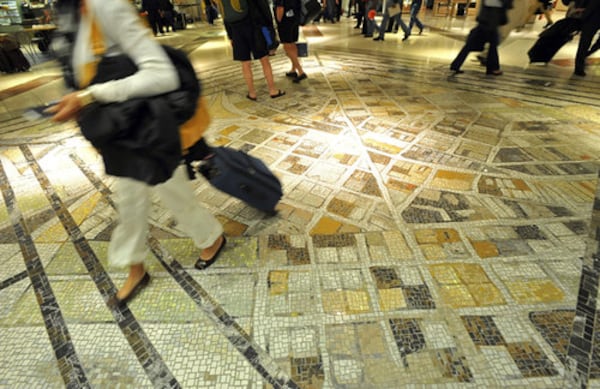 "Crossroads" by Cheryl Goldsleger in Concourse A. This is a part of Center Point Mosaics Program. (AJC FILE)