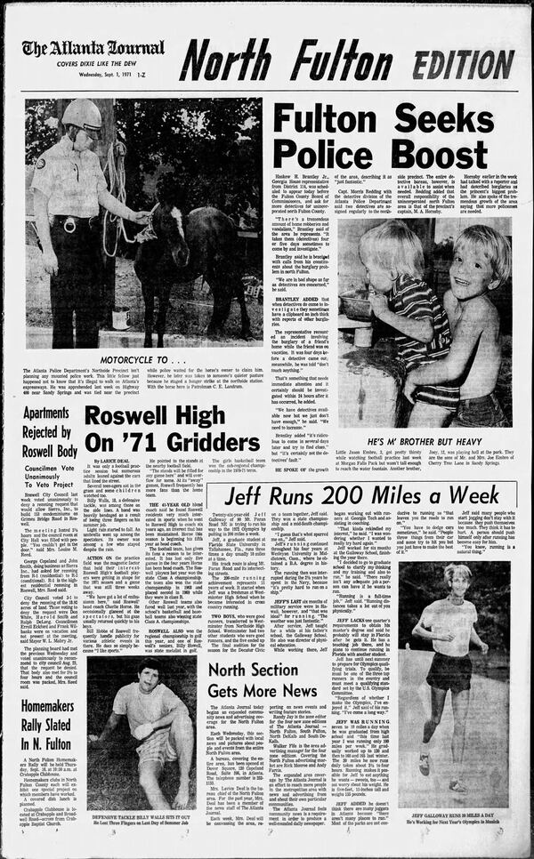 AJC article on Jeff Galloway (bottom right) from 1971. (AJC File)