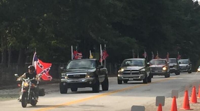 Confederate flag supporters arrive at Stone Mountain Park on Saturday morning. (Credit: Channel 2 Action News)