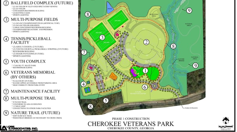 Cherokee Veterans Park is to open Aug. 14 on Cumming Highway (Ga. 20) near Canton. At 149 acres, it will be one of Cherokee County’s largest parks. CHEROKEE COUNTY