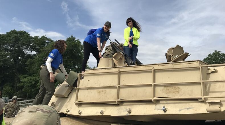 Barbara Rothbaum, right, and a dozen of her colleagues with the Emory Healthcare Veterans Program visited Fort Benning Thursday. Started in 2015 and supported by the Wounded Warrior Project, the program treats current and former troops struggling with post-traumatic stress disorder and traumatic brain injuries. JEREMY REDMON/jredmon@ajc.com