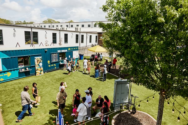 The container courtyard at Pittsburgh Yards. (Courtesy of Erin Sintos)
