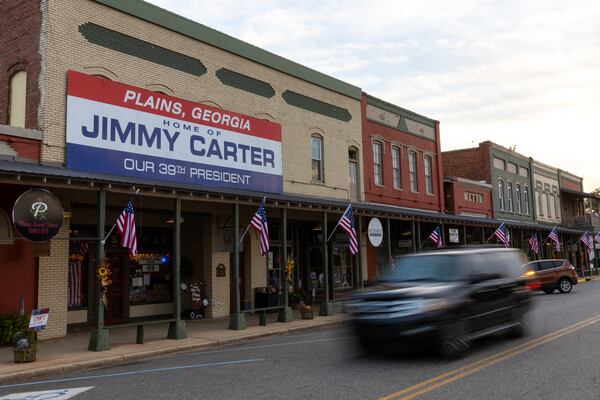 A view of downtown Plains on Friday, September 29, 2023. (Arvin Temkar / arvin.temkar@ajc.com)