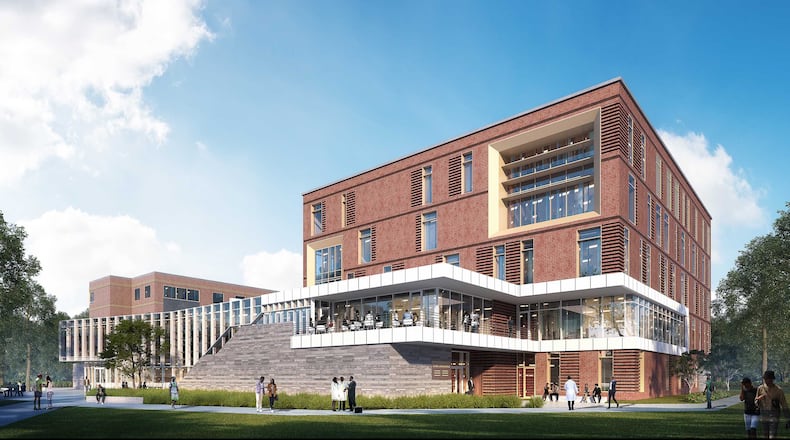 This is a rendering of the planned Calvin Smyre Education Center on the Morehouse School of Medicine campus. The building will contain conference and education space, group workspace for students and office space. It's scheduled to be completed in 2024. Image credit: Morehouse School of Medicine.