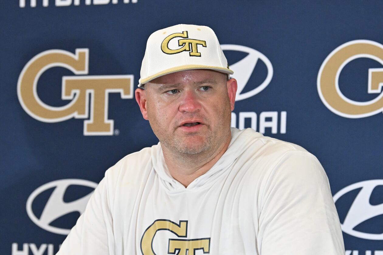 “Georgia Tech is, in my opinion, the greatest place in the entire country to get the combination of both (athletics and academics),” head coach Brent Key said. (Hyosub Shin/AJC 2025)