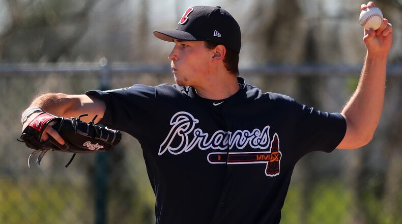 Braves pitcher Max Fried delivers a pitch on Thursday Feb. 16, 2017, at the ESPN Wide World of Sports in Lake Buena Vista. Curtis Compton/ccompton@ajc.com