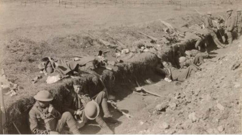 Learn more about World War I through Nov. 12 at the Marietta History Center, 1 Depot St., Marietta. In World War I, American soldiers are shown fighting in France during 1918. (Courtesy of Marietta History Center)