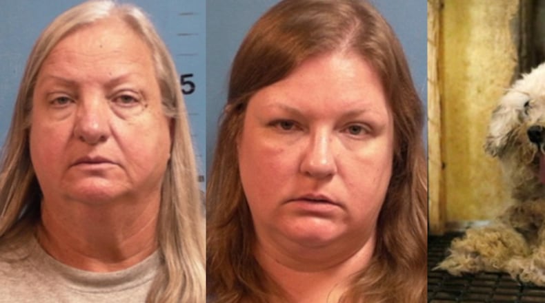 Lynda Susan Cummings (left) and Brandi Louise Marzka face dozens of charges after 44 neglected dogs were found in Monroe County.
