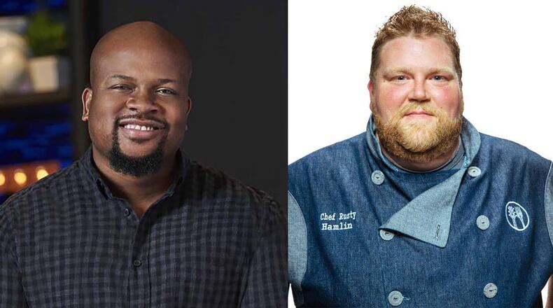 Dave Rose of Big Green Egg Grill and Rusty Hamlin of the Zac Brown Band and Atkins Park are competing on the 13th season of "Food Network Star." CREDIT: Food Network Star (left); Facebook public profile photo (right)