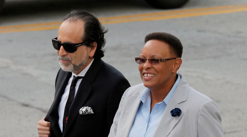 Mitzi Bickers, who served as Mayor Kasim Reed’s director of human services and is seen here with attorney Drew Findling, waived her appearance Monday on a charge of conspiracy to commit bribery related to contracts she sought in Jackson, Miss., in 2014 and 2015. BOB ANDRES /BANDRES@AJC.COM