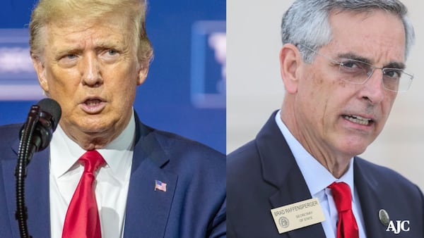 Former President Donald Trump (left) and Georgia Secretary of State Brad Raffensperger.
