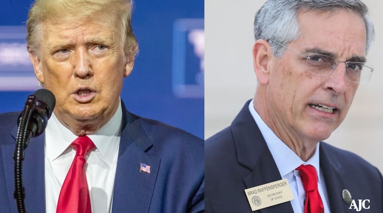 Former President Donald Trump, left, and Georgia Secretary of State Brad Raffensperger.