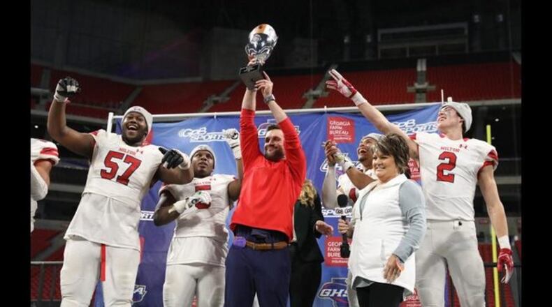 Milton won its final 10 games of the 2018 season to claim the Class AAAAAAA champion. No team has won a title game in the highest class with a loss in October. All have won their final 10 games.