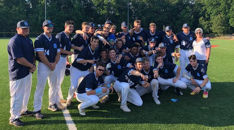 Denmark's baseball team advanced to the Class AAAA finals on Wednesday with an 8-4 victory in Game 3 of its semifinal series with No. 1-ranked Blessed Trinity.