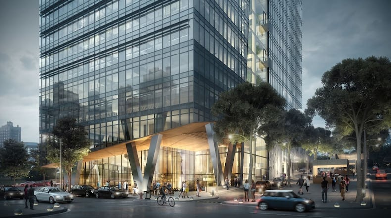 A rendering of a planned multi-tower mixed-use development in Midtown Atlanta. The real estate arm of MetLife and partners on Wednesday unveiled renderings for the first phase of a project at 17th and Spring streets that will include offices, retail, a hotel and apartments. SPECIAL
