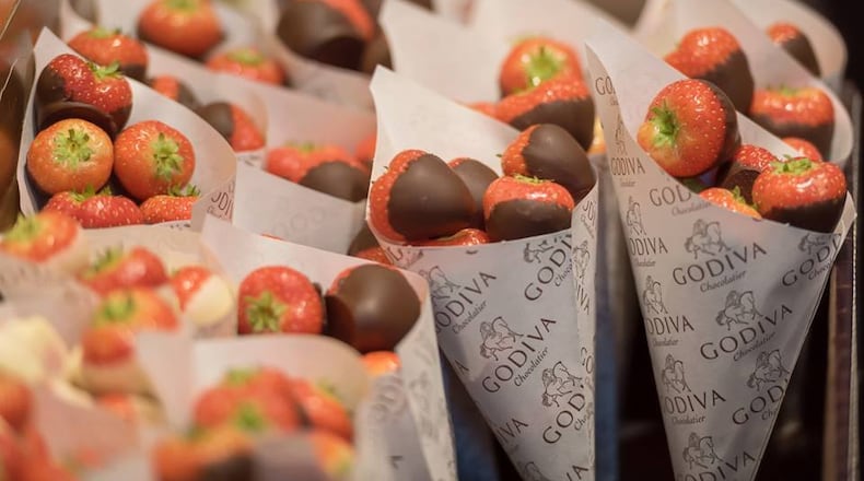 Chocolate covered strawberries at Godiva.