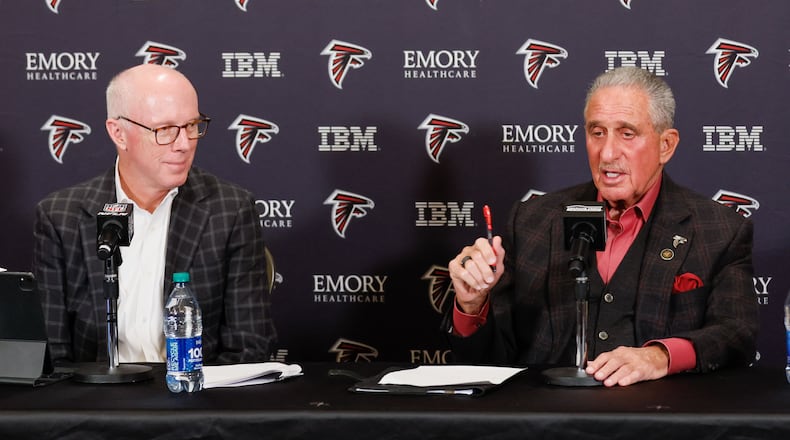 Falcons owner Arthur M. Blank will deal directly with new coach Raheem Morris and GM Terry Fontenot. CEO Rich McKay will still handle matters involving the franchise and the NFL as a whole, but won't be involved in team football matters. (Miguel Martinez/miguel.martinezjimenez@ajc.com)