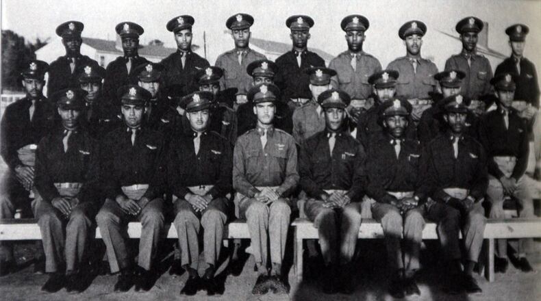 The original pilots of the 99th pursuit squadron from the book “A-Train: Memoirs of a Tuskegee Airman” by Lt. Col. Chuck Dryden. File