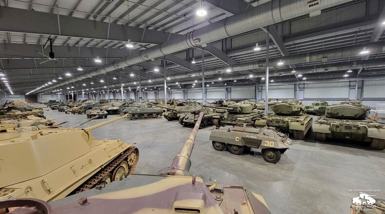 The U.S. Army Armor & Cavalry Collection sports 200 pieces including rows of tanks, a Cobra helicopter, and various other cavalry vehicles spanning over a century. (U.S. Army Armor & Cavalry Collection/Facebook)