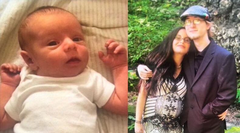 Police said 8-week-old Ambrose Klingensmith and his parents -- 32-year-old Jeannette Funnen and 23-year-old Daemon Klingensmith -- were found about five days after taking off from the hospital.