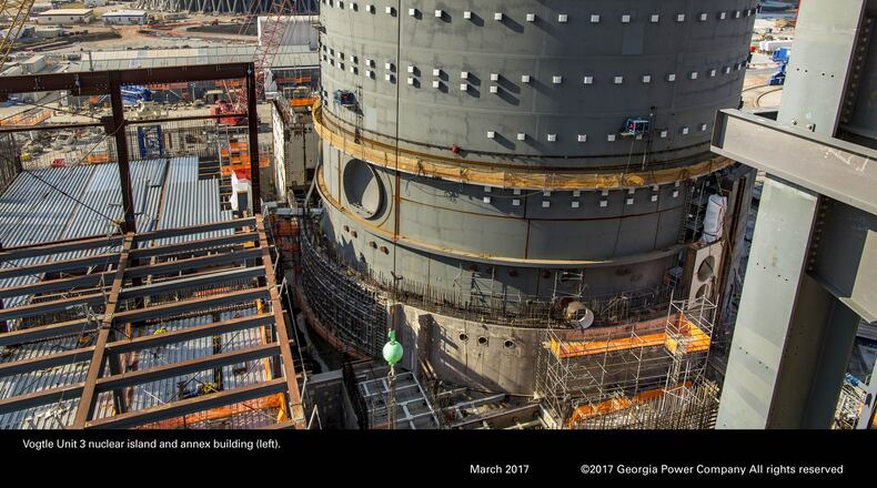 Plant Vogtle reactor under construction near Augusta. SCANA Corp. said Thursday that federal investigators are looking into a similar South Carolina project that was shut down in July. Photo: Georgia Power