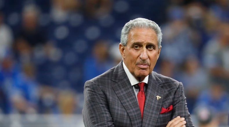 Falcons owner Arthur Blank, who spoke passionately about the anthem protests before his team's game in Detroit, said he hopes to move the conversation forward "from protest to progress." (AP photo)