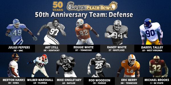 The Chick-fil-A 50th Anniversary team'a defense. (Chick-fil-A Peach Bowl)
